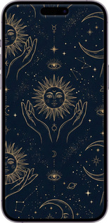 Силиконовый чехол Celestial Harmony: Sun & Moon Gold Mystic Pattern для Apple iPhone 14 Pro Max - 6778u-2667 изображение 