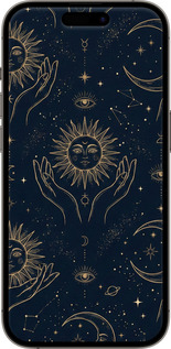 TPU чехол Celestial Harmony: Sun & Moon Gold Mystic Pattern для Apple iPhone 14 Pro - 6778b-2646 изображение 