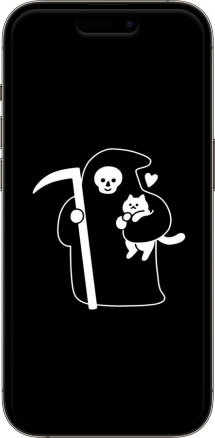 TPU чехол Мінімалістичний арт: смерть та кішка для Apple iPhone 14 Pro - 6529b-2646 изображение 