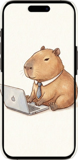 3D пластиковый матовый чехол Funny Capybara CEO Working для Apple iPhone 14 Pro - 6777m-2646 изображение 