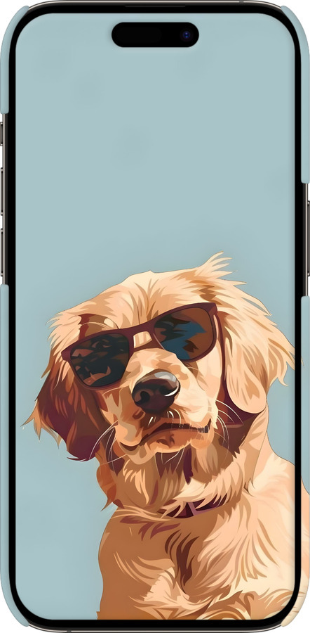 3D пластиковый матовый чехол Пес в очках для Apple iPhone 14 Pro - 6381m-2646 изображение 