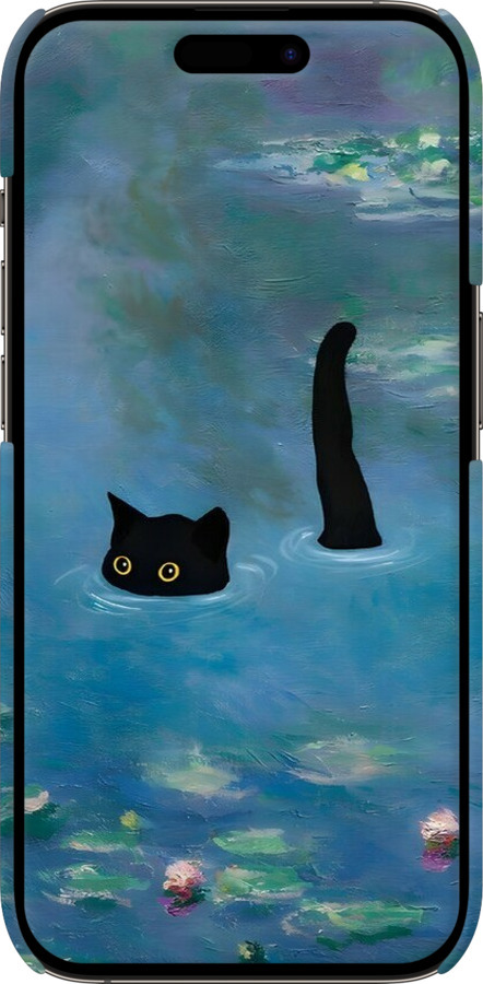 3D пластиковий матовий чехол Із зображенням кота та водяної лілії Monet для Apple iPhone 14 Pro - 6519m-2646 изображение 
