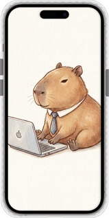 Чохол Bumper чехол Funny Capybara CEO Working для Apple iPhone 14 Pro - 6777pc-2646 изображение 