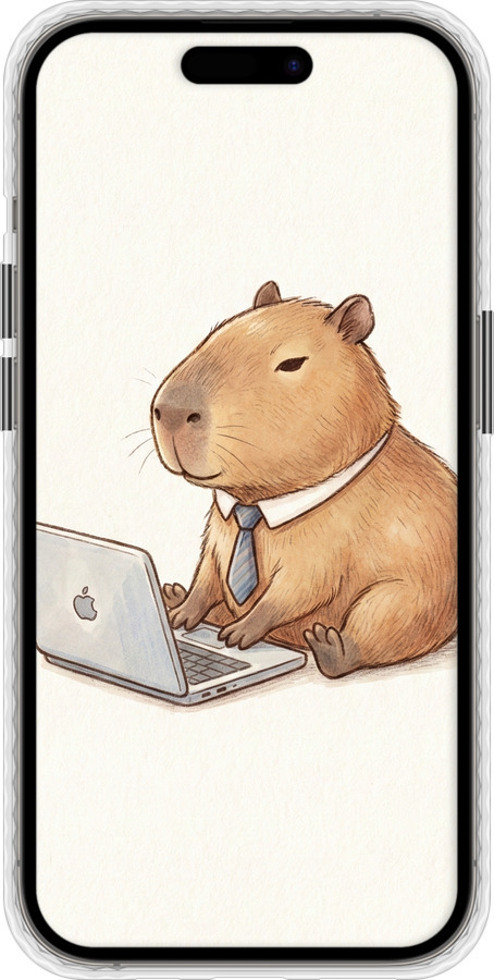 Чохол Bumper чехол Funny Capybara CEO Working для Apple iPhone 14 Pro - 6777pc-2646 изображение 