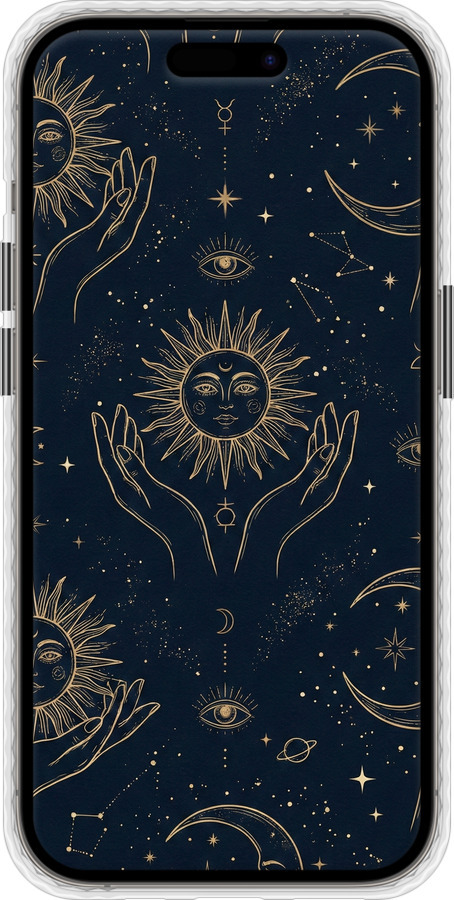 Чехол Bumper чехол Celestial Harmony: Sun & Moon Gold Mystic Pattern для Apple iPhone 14 Pro - 6778pc-2646 изображение 