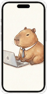 Силикон с усиленными углами чехол Funny Capybara CEO Working для Apple iPhone 14 Pro - 6777sp-2646 изображение 