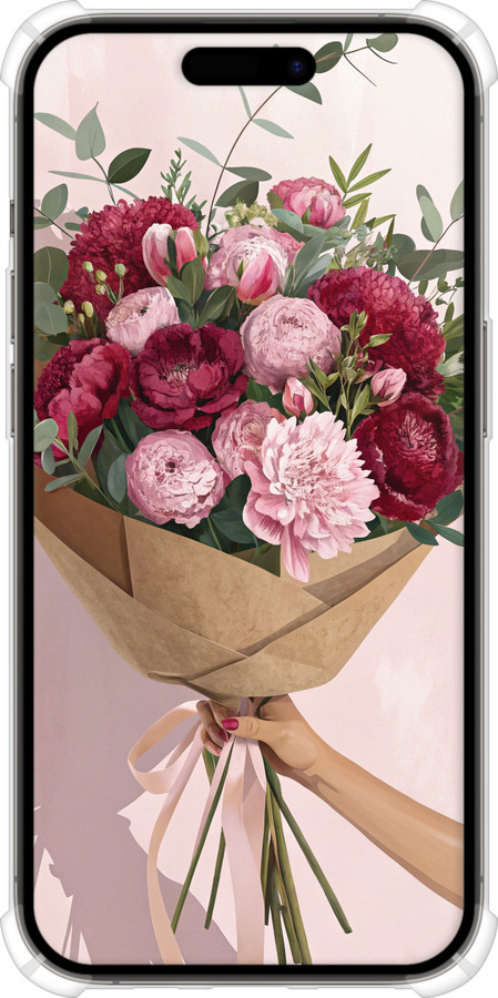 Силикон с усиленными углами чехол Пионы 1 для Apple iPhone 14 Pro - 6705sp-2646 изображение 