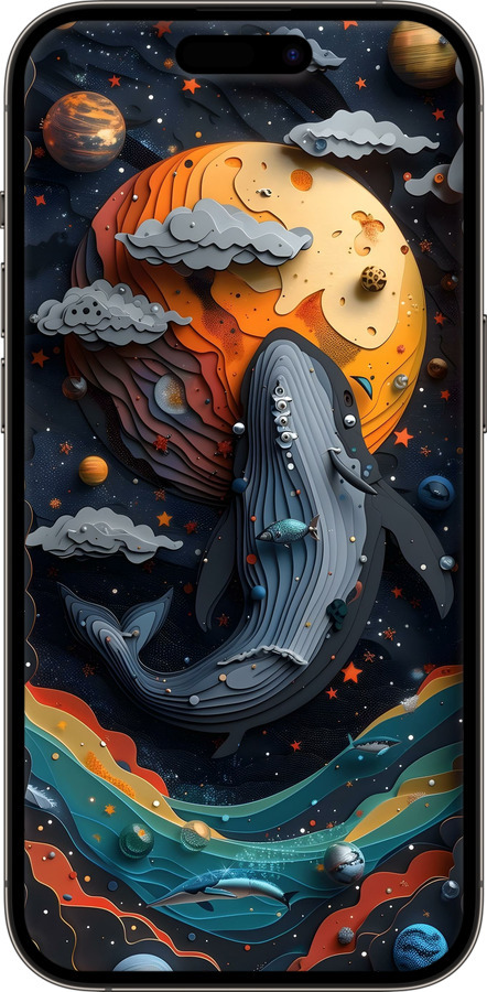 Силиконовый чехол Кит в космосе для Apple iPhone 14 Pro - 6328u-2646 изображение 