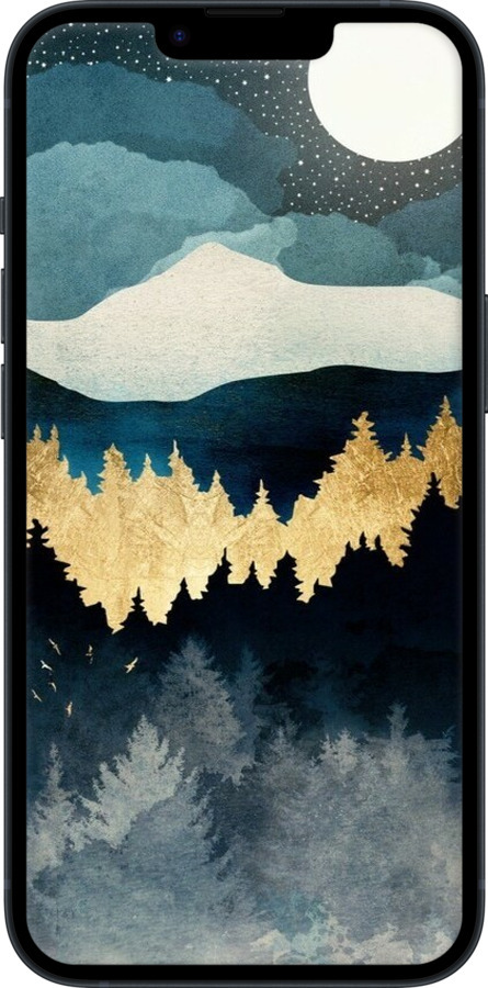 TPU чехол Ночной пейзаж с лесом и горами для Apple iPhone 14 - 6493b-2648 изображение 