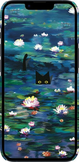 3D пластиковий матовий чехол с изображением водяных лилий и кошек для Apple iPhone 14 - 6257m-2648 изображение 