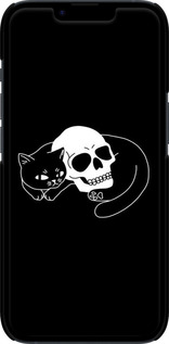3D пластиковый матовый чехол С изображением кота и черепа для Apple iPhone 14 - 6491m-2648 изображение 