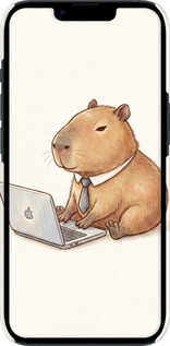 3D пластиковый матовый чехол Funny Capybara CEO Working для Apple iPhone 14 - 6777m-2648 изображение 