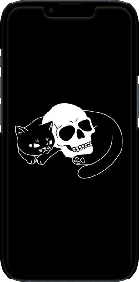 3D пластиковый матовый чехол С изображением кота и черепа для Apple iPhone 14 - 6491m-2648 изображение 