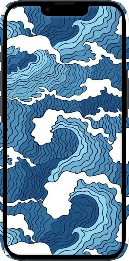 3D пластиковый матовый чехол Абстрактный рисунок морских волн для Apple iPhone 14 - 6538m-2648 изображение 
