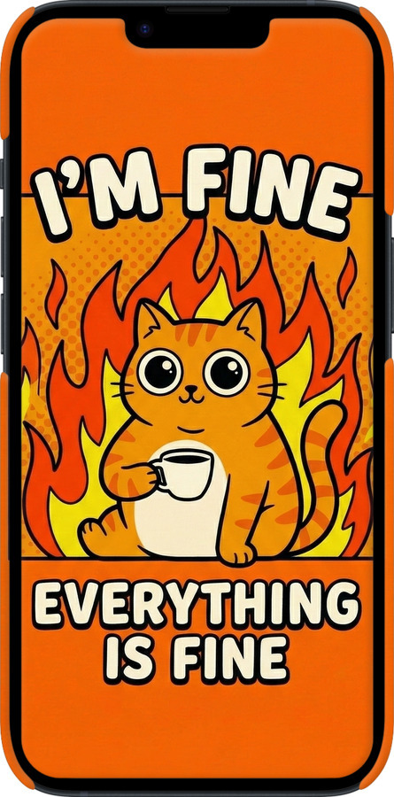 3D пластиковий матовий чехол Funny Cat для Apple iPhone 14 - 6786m-2648 изображение 