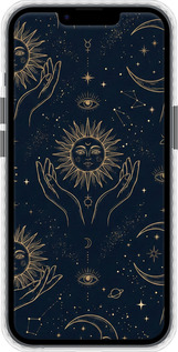 Чехол Bumper чехол Celestial Harmony: Sun & Moon Gold Mystic Pattern для Apple iPhone 14 - 6778pc-2648 изображение 