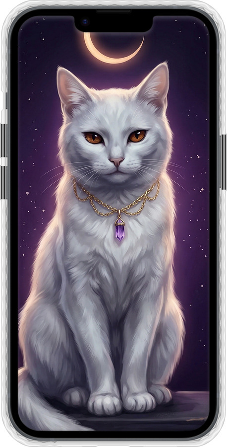 Чохол Bumper чехол Mystic White Cat Gothic Dark Purple Gold для Apple iPhone 14 - 6805pc-2648 изображение 