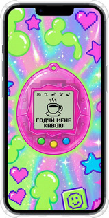 Силіконовий протиударний с посиленими кутами чехол Y2K Aesthetic Retro Pet: Годуй мене кавою для Apple iPhone 14 - 6784sp-2648 изображение 