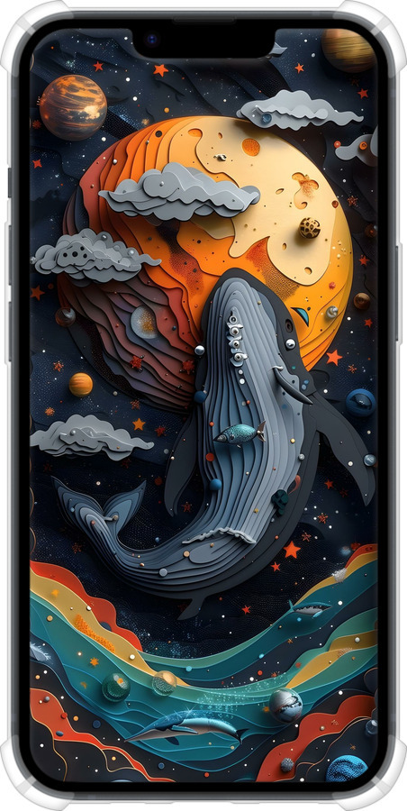 Силикон с усиленными углами чехол Кит в космосе для Apple iPhone 14 - 6328sp-2648 изображение 