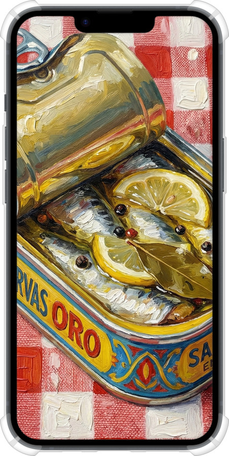 Силикон с усиленными углами чехол Vintage Sardine Tin Phone для Apple iPhone 14 - 6772sp-2648 изображение 