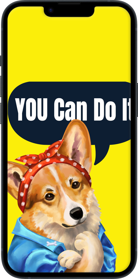 Силиконовый чехол чехол с корги You Can Do It для Apple iPhone 14 - 6184u-2648 изображение 