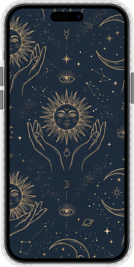 Чохол Bumper чехол Celestial Harmony: Sun & Moon Gold Mystic Pattern для Apple iPhone 15 Plus - 6778pc-3097 изображение 