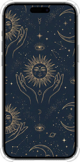 Силикон с усиленными углами чехол Celestial Harmony: Sun & Moon Gold Mystic Pattern для Apple iPhone 15 Plus - 6778sp-3097 изображение 