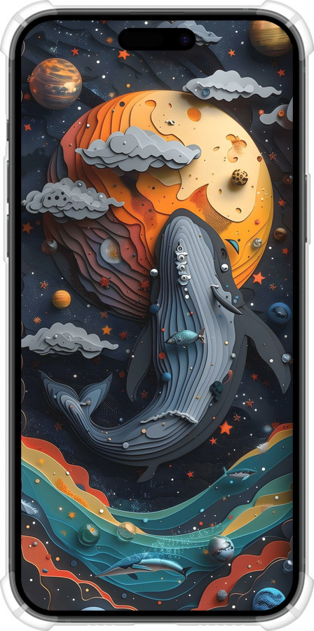 Силіконовий протиударний с посиленими кутами чехол Кит у космосі для Apple iPhone 15 Plus - 6328sp-3097 изображение 