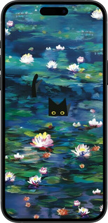 Силиконовый чехол Чехол с изображением водяных лилий Моне и кошек для Apple iPhone 15 Plus - 6399u-3097 изображение 