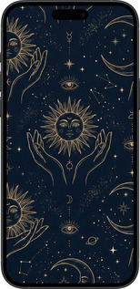 Силиконовый чехол Celestial Harmony: Sun & Moon Gold Mystic Pattern для Apple iPhone 15 Plus - 6778u-3097 изображение 