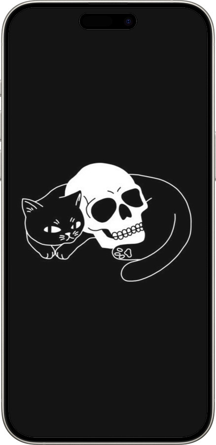 TPU чехол С изображением кота и черепа для Apple iPhone 15 Pro Max - 6491b-3098 изображение 