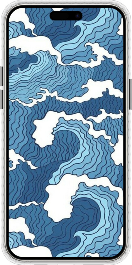 Чехол Bumper чехол Абстрактный рисунок морских волн для Apple iPhone 15 Pro Max - 6538pc-3098 изображение 