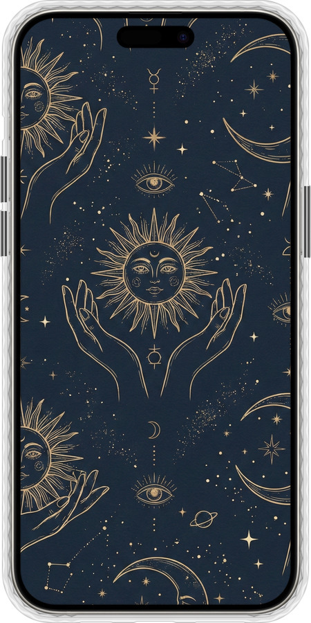 Чехол Bumper MagSafe чехол Celestial Harmony: Sun & Moon Gold Mystic Pattern для Apple iPhone 15 Pro Max - 6778pm-3098 изображение 