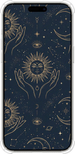 Силикон с усиленными углами чехол Celestial Harmony: Sun & Moon Gold Mystic Pattern для Apple iPhone 15 Pro Max - 6778sp-3098 изображение 