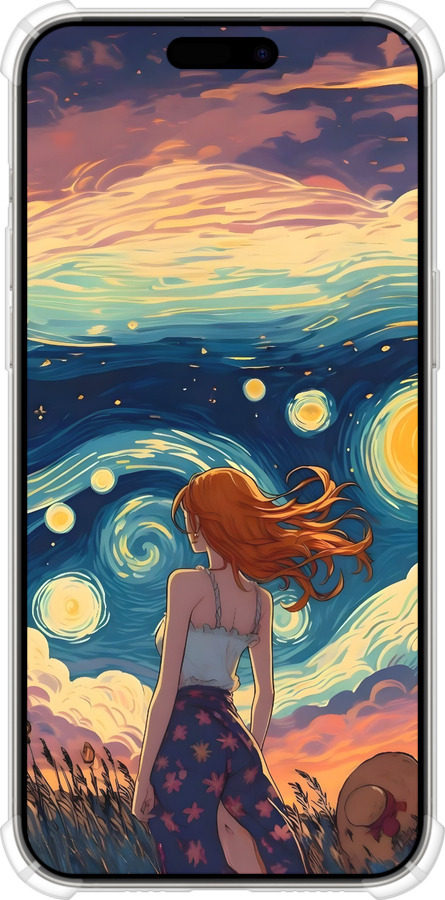 Силикон с усиленными углами чехол Девушка Арт для Apple iPhone 15 Pro Max - 6325sp-3098 изображение 