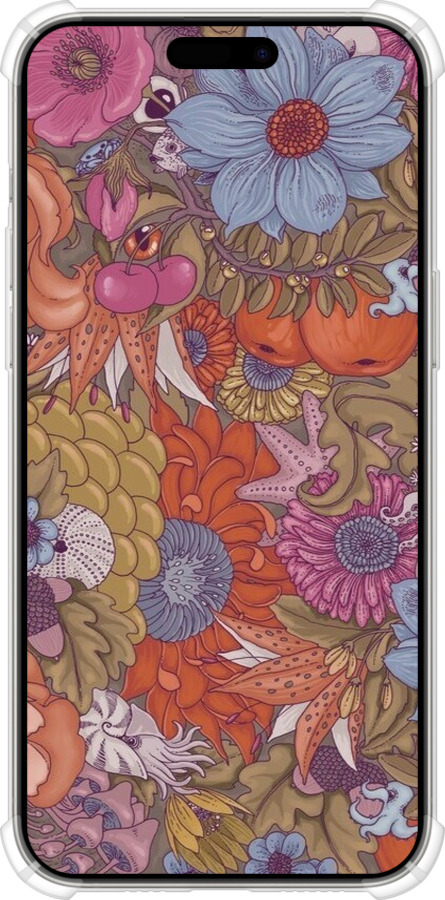 Силикон с усиленными углами чехол Абстрактные цветы для Apple iPhone 15 Pro Max - 6526sp-3098 изображение 