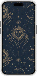 Чехол Bumper чехол Celestial Harmony: Sun & Moon Gold Mystic Pattern для Apple iPhone 15 Pro - 6778pc-3096 изображение 