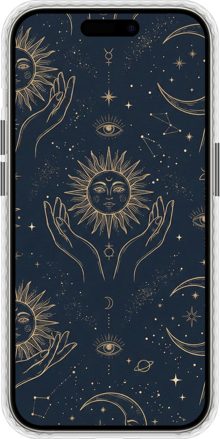 Чехол Bumper чехол Celestial Harmony: Sun & Moon Gold Mystic Pattern для Apple iPhone 15 Pro - 6778pc-3096 изображение 