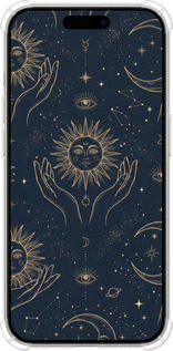 Силикон с усиленными углами чехол Celestial Harmony: Sun & Moon Gold Mystic Pattern для Apple iPhone 15 Pro - 6778sp-3096 изображение 