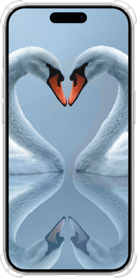 Силіконовий протиударний с посиленими кутами чехол Лебеді для Apple iPhone 15 Pro - 6007sp-3096 изображение 