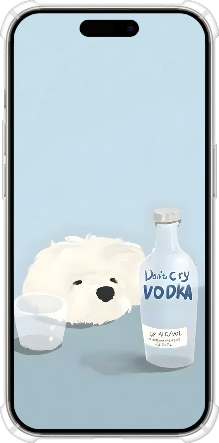 Силіконовий протиударний с посиленими кутами чехол Пес водка для Apple iPhone 15 Pro - 6368sp-3096 изображение 