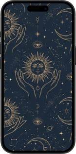 TPU чехол Celestial Harmony: Sun & Moon Gold Mystic Pattern для Apple iPhone 15 - 6778b-3075 изображение 