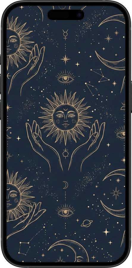 TPU чехол Celestial Harmony: Sun & Moon Gold Mystic Pattern для Apple iPhone 15 - 6778b-3075 изображение 
