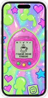 Силикон с усиленными углами чехол Y2K Aesthetic Retro Pet: Годуй мене кавою для Apple iPhone 15 - 6784sp-3075 изображение 