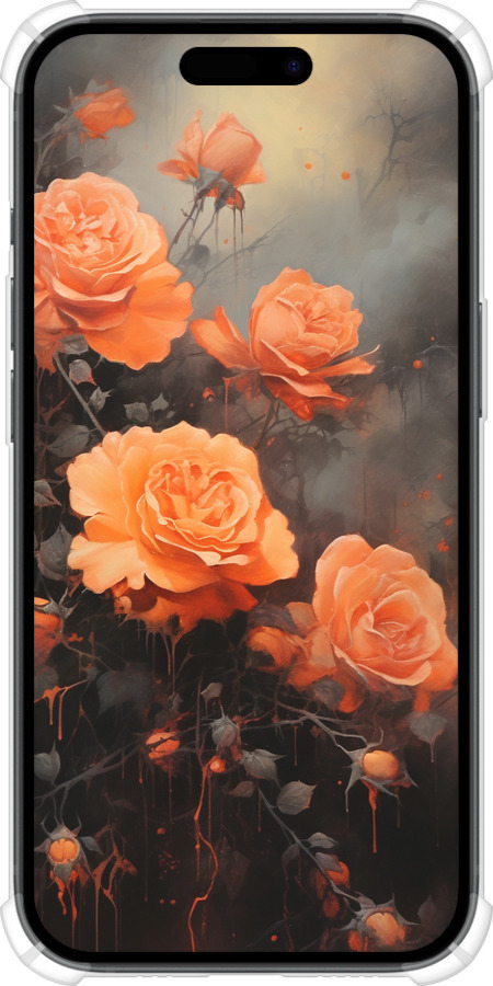 Силикон с усиленными углами чехол Оранжевые розы для Apple iPhone 15 - 5944sp-3075 изображение 