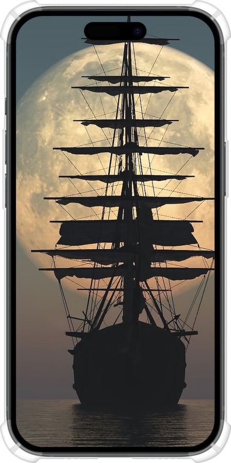 Силикон с усиленными углами чехол Корабль для Apple iPhone 15 - 5998sp-3075 изображение 