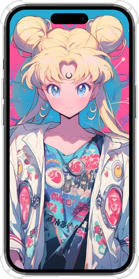 Силикон с усиленными углами чехол Сейлор Мун 2 для Apple iPhone 15 - 6351sp-3075 изображение 