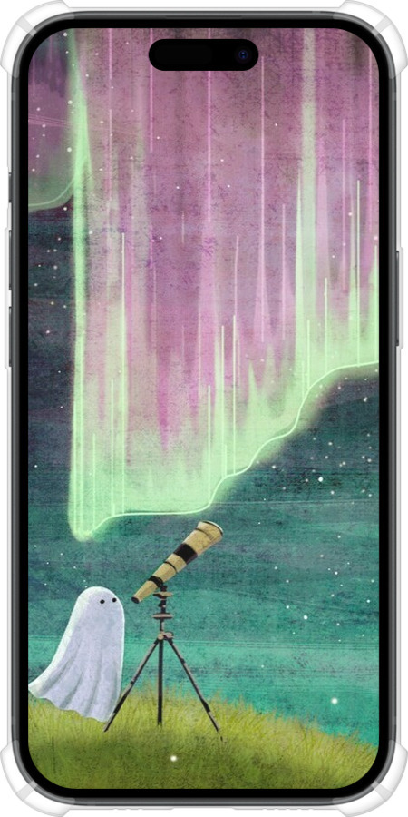 Силикон с усиленными углами чехол Привидение и звезды для Apple iPhone 15 - 6443sp-3075 изображение 