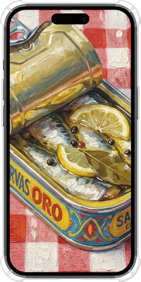 Силикон с усиленными углами чехол Vintage Sardine Tin Phone для Apple iPhone 15 - 6772sp-3075 изображение 