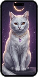 Силіконовий чехол Mystic White Cat Gothic Dark Purple Gold для Apple iPhone 15 - 6805u-3075 изображение 